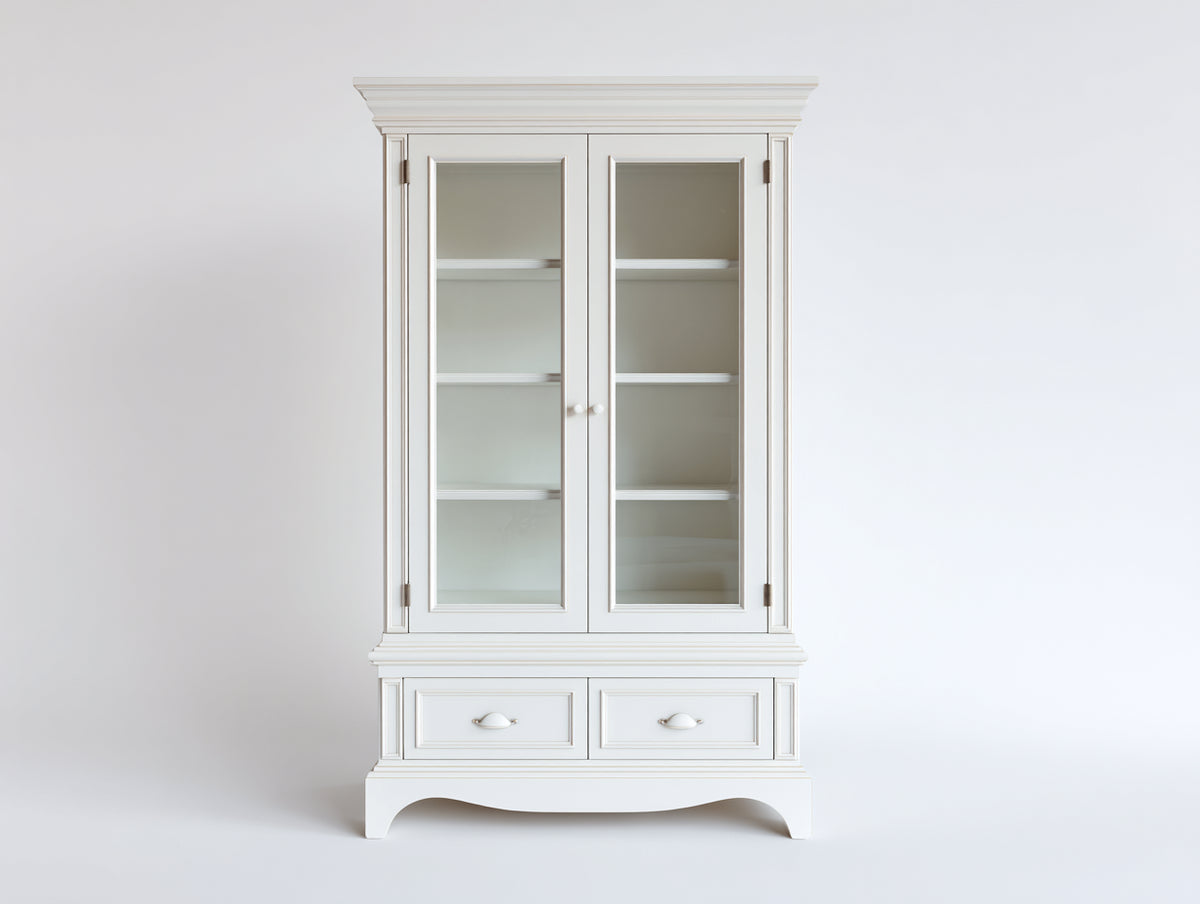 Vetrina - Legno-vetro - 92x40x188 cm - Bianco - Stile classico