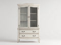 Vetrina - Legno-vetro - 100x42x190 cm - Bianco anticato - Stile provenzale