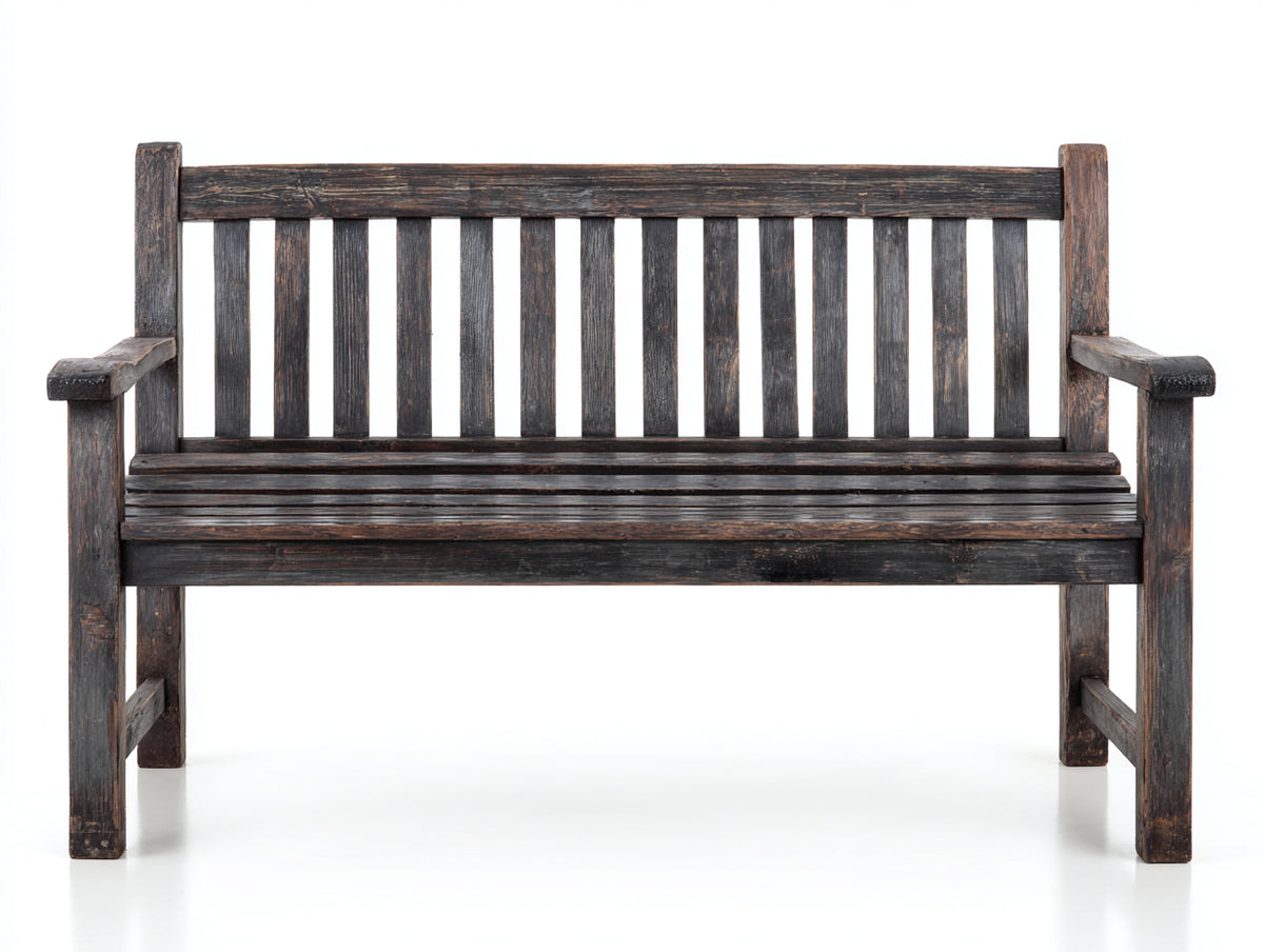 Panche da giardino - Legno - 132x61x90 cm - Marrone ebano - Stile rustico
