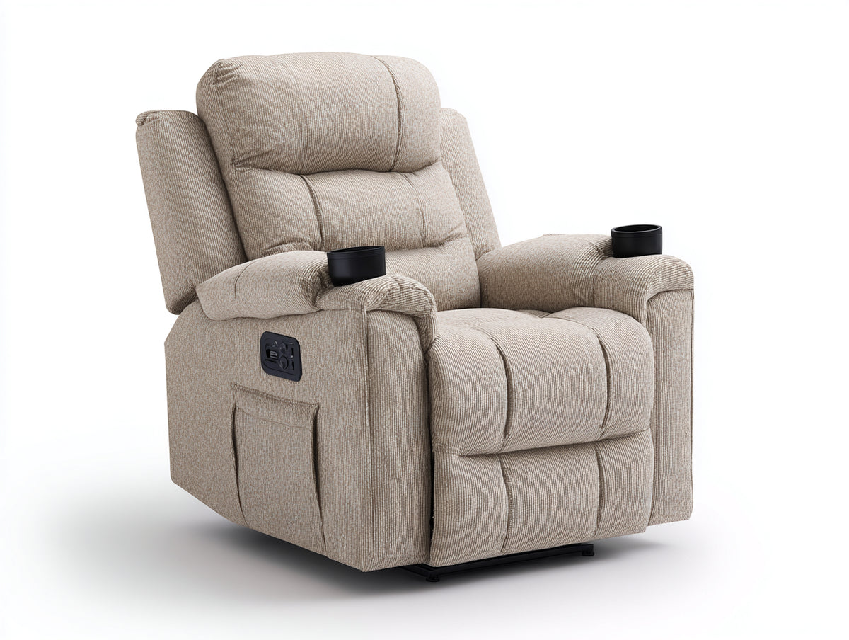 Poltrona reclinabile - Tessuto - 95x92x105 cm - Beige - Stile moderno