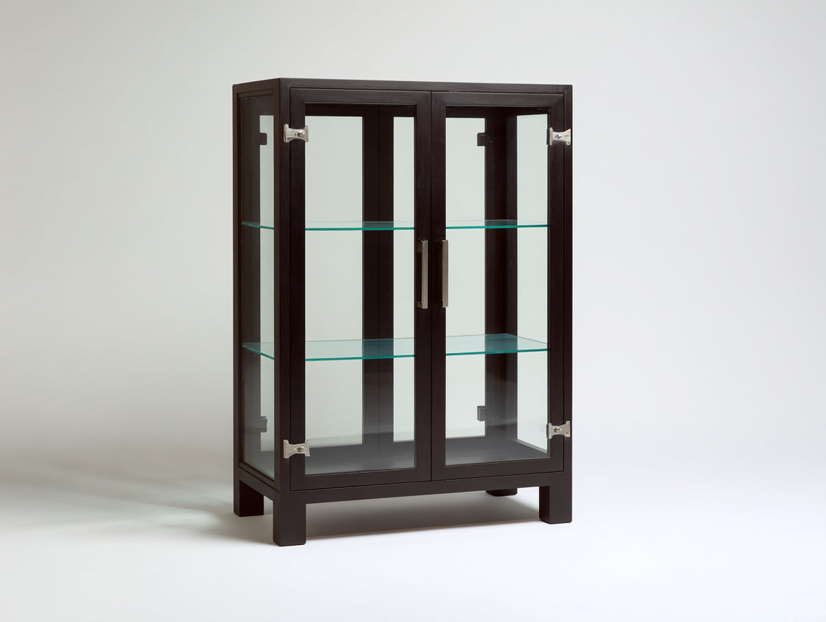 Vetrina - Legno-vetro - 90x38x150 cm - Marrone scuro - Stile contemporaneo