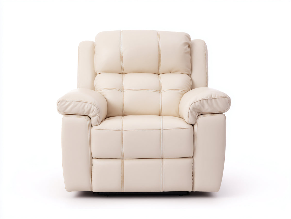 Poltrona reclinabile - Similpelle - 97x92x104 cm - Crema - Stile moderno