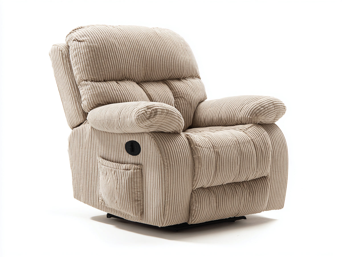Poltrona reclinabile - Velluto a coste - 98x92x106 cm - Beige - Stile contemporaneo
