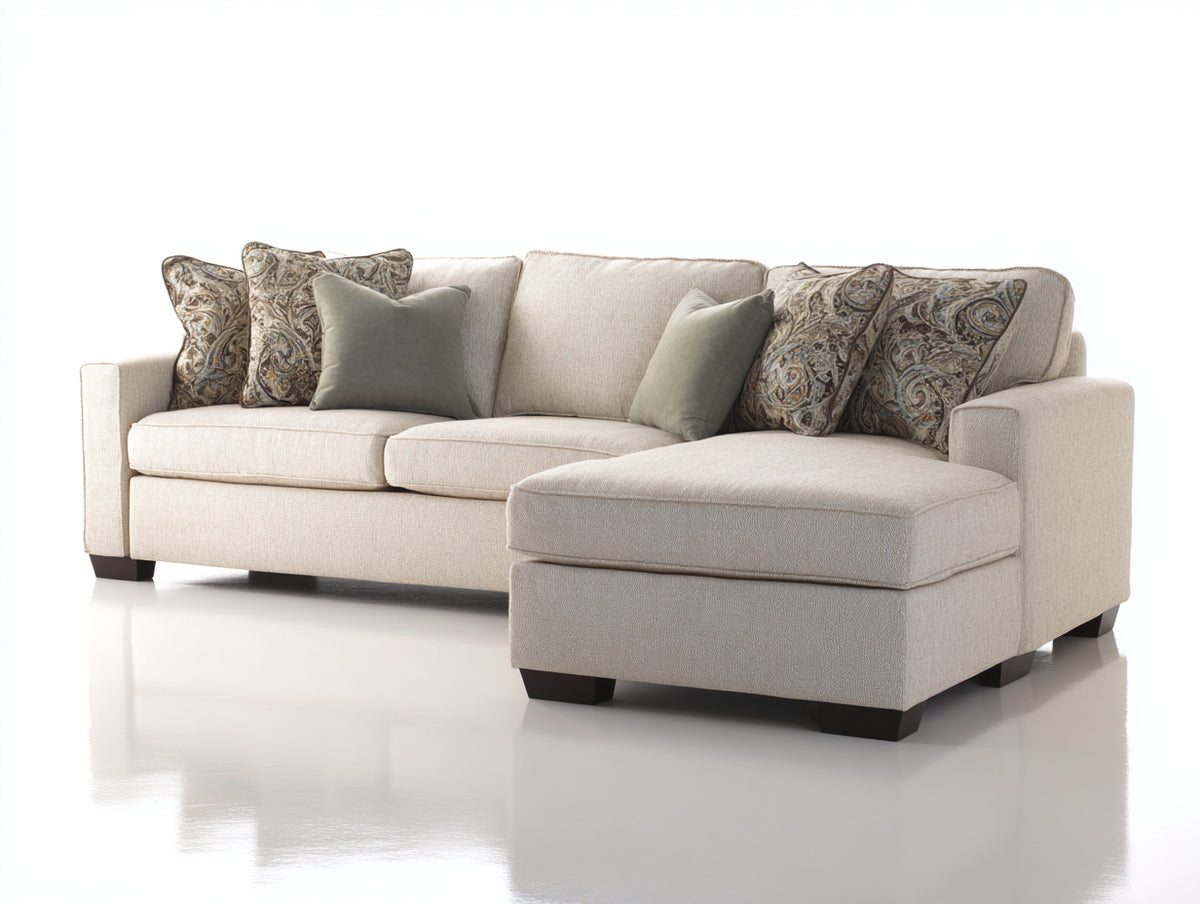 Divano angolare - Tessuto - 276x166x85 cm - Crema - Stile contemporaneo