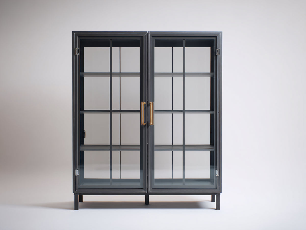 Vetrina - Metallo-vetro - 110x40x175 cm - Grigio antracite - Stile contemporaneo
