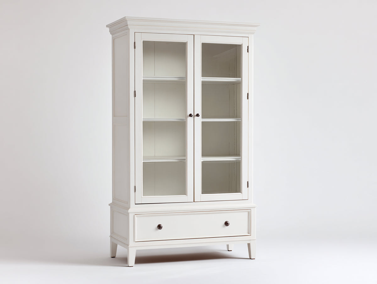 Vetrina - Legno-vetro - 95x40x185 cm - Bianco - Stile classico