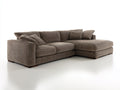 Divano angolare - Tessuto-legno - 292x174x84 cm - Tortora-Marrone scuro - Stile contemporaneo