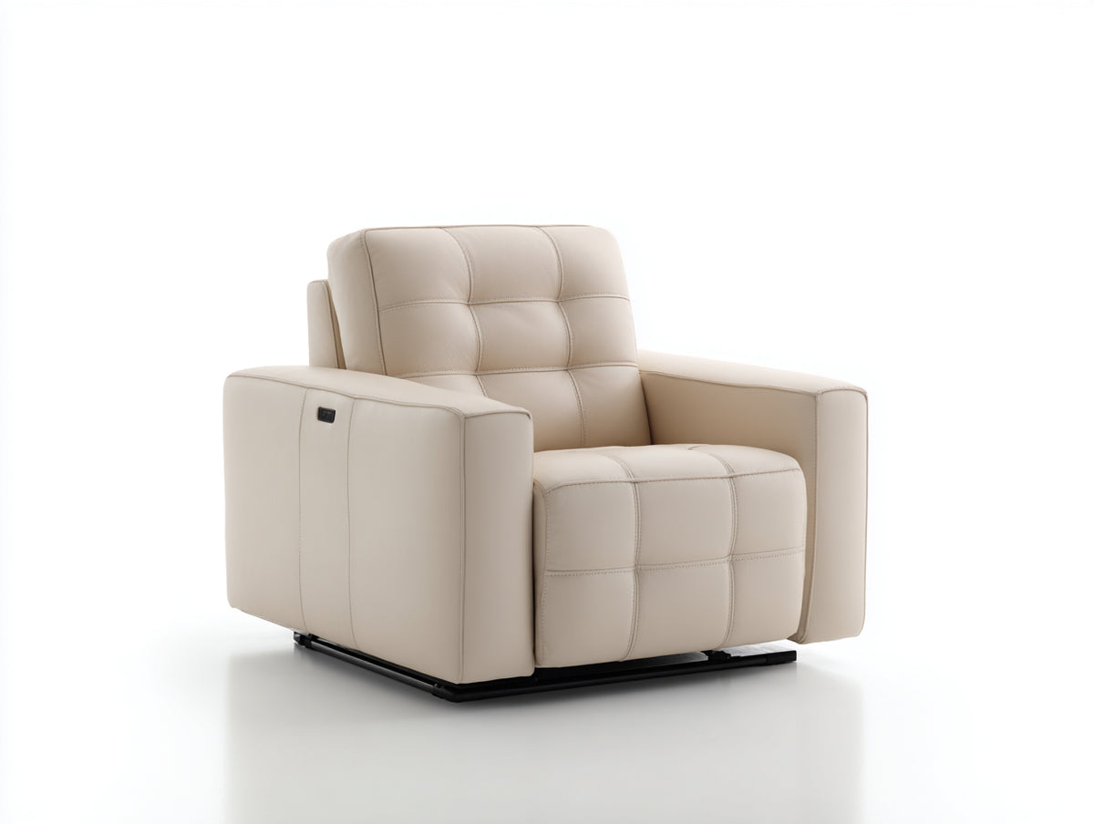 Poltrona reclinabile - Similpelle - 96x91x101 cm - Crema - Stile moderno