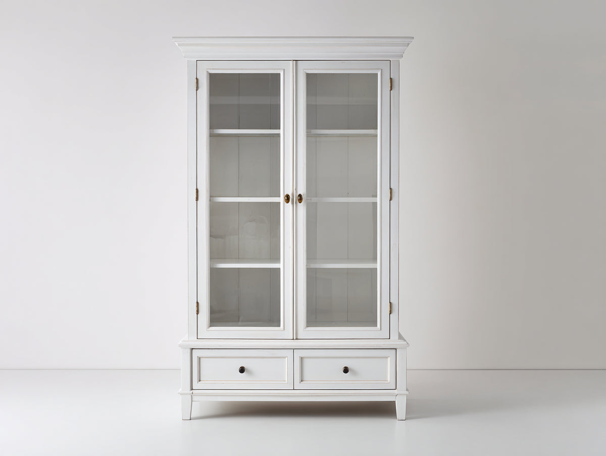 Vetrina - Legno-vetro - 100x40x190 cm - Bianco - Stile classico